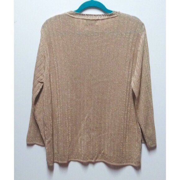 womens Sparkly Gold Top Party/cocktail pullover Sz L Holidays Christmas RELAXED - Picture 2 of 11